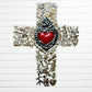 Milagros Flaming Heart Medallion Cross