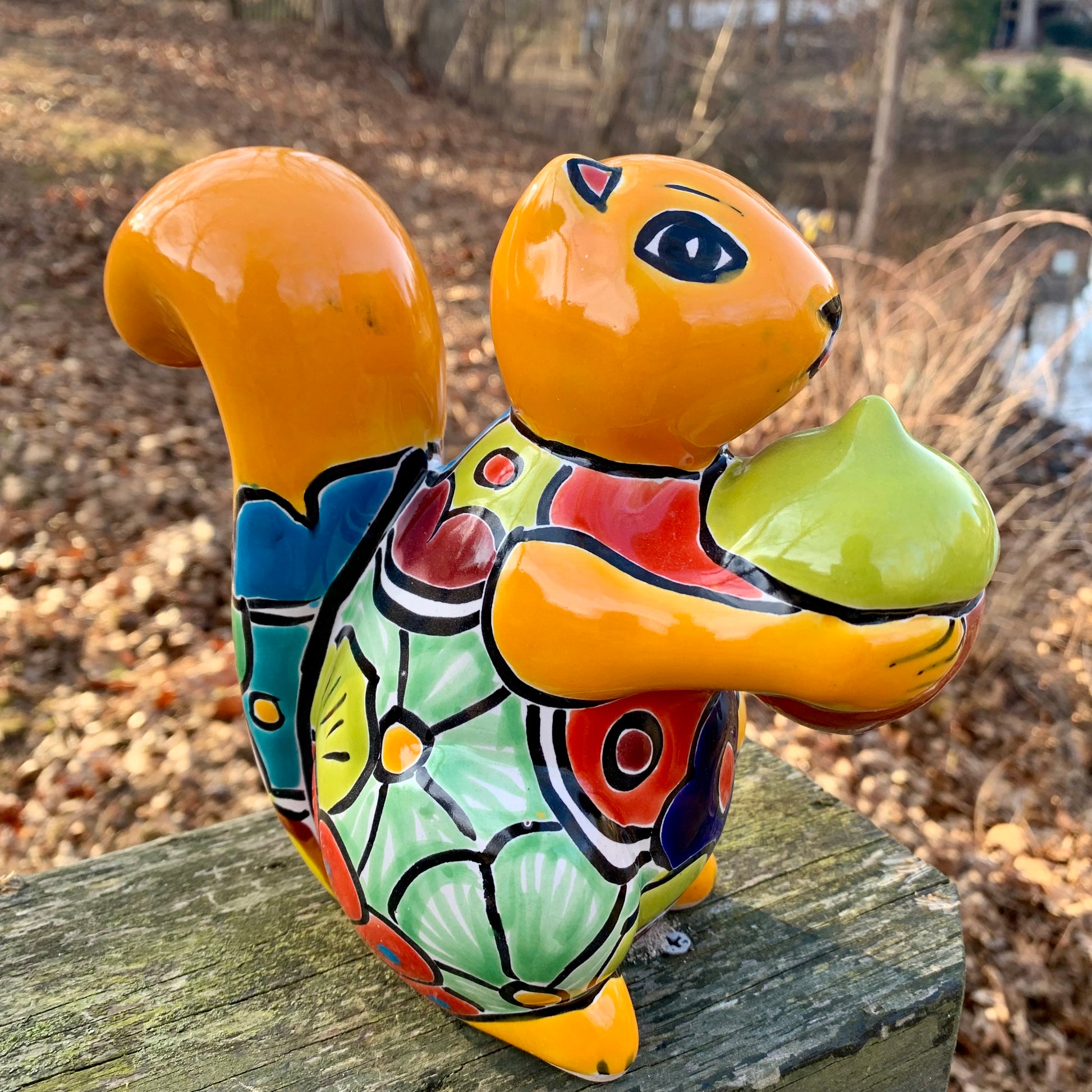 Talavera Pottery Squirrel Nut Yellow