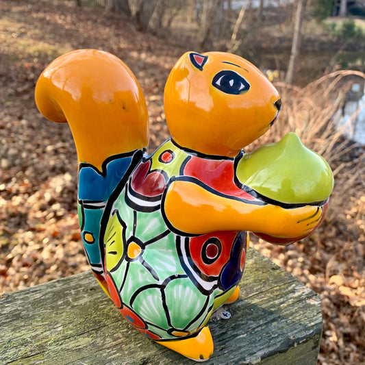 Talavera Pottery Squirrel Nut Yellow