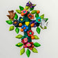 Ortega Pottery Folk art cross with leaves, flowers and butterflies Style Three