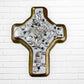 Wood Milagros folk art cross mini White