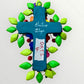 Ortega Pottery Folk art cross with leaves, flowers and butterflies signed back by Eleuterio Ortega