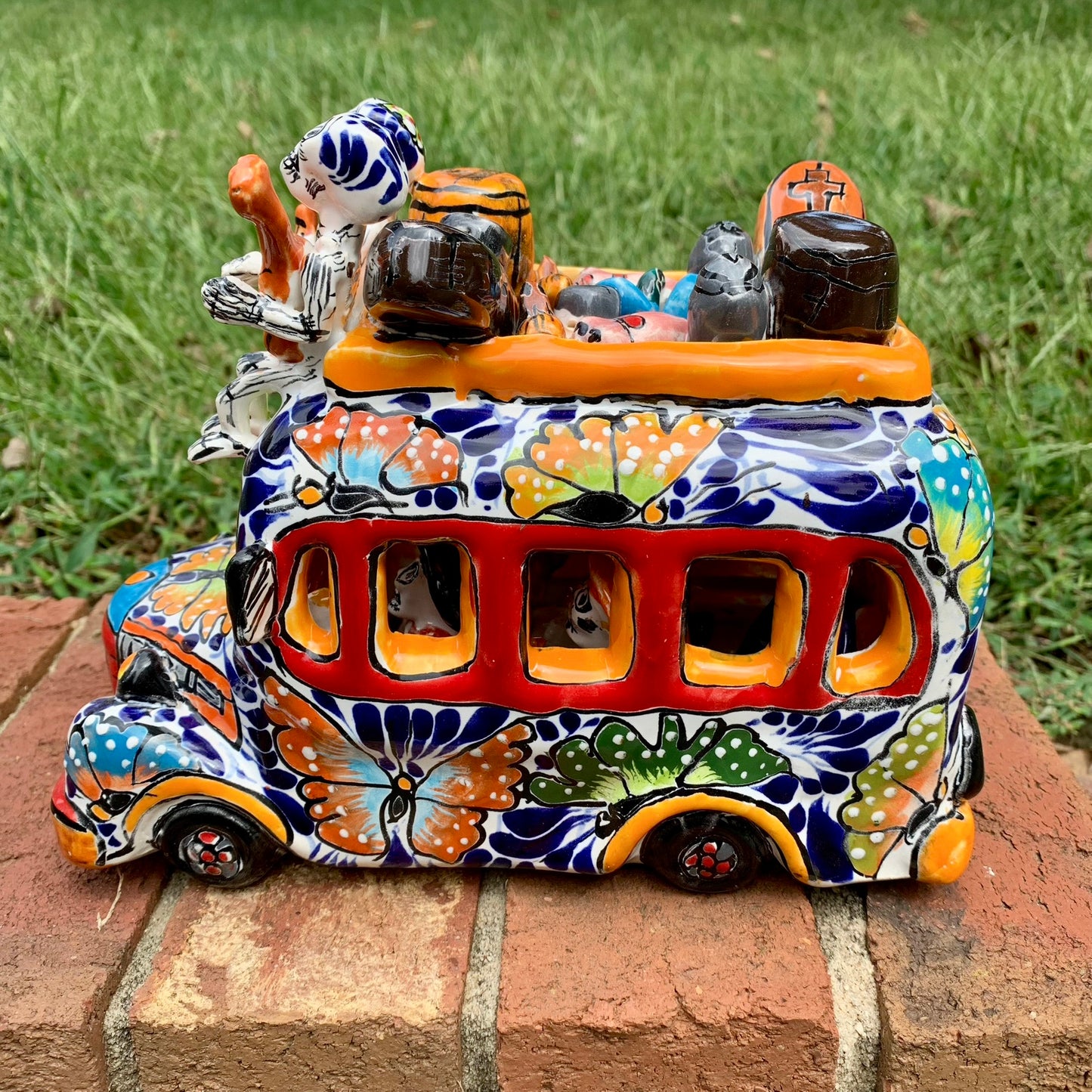 Talavera Mexican Catrina transport bus right side