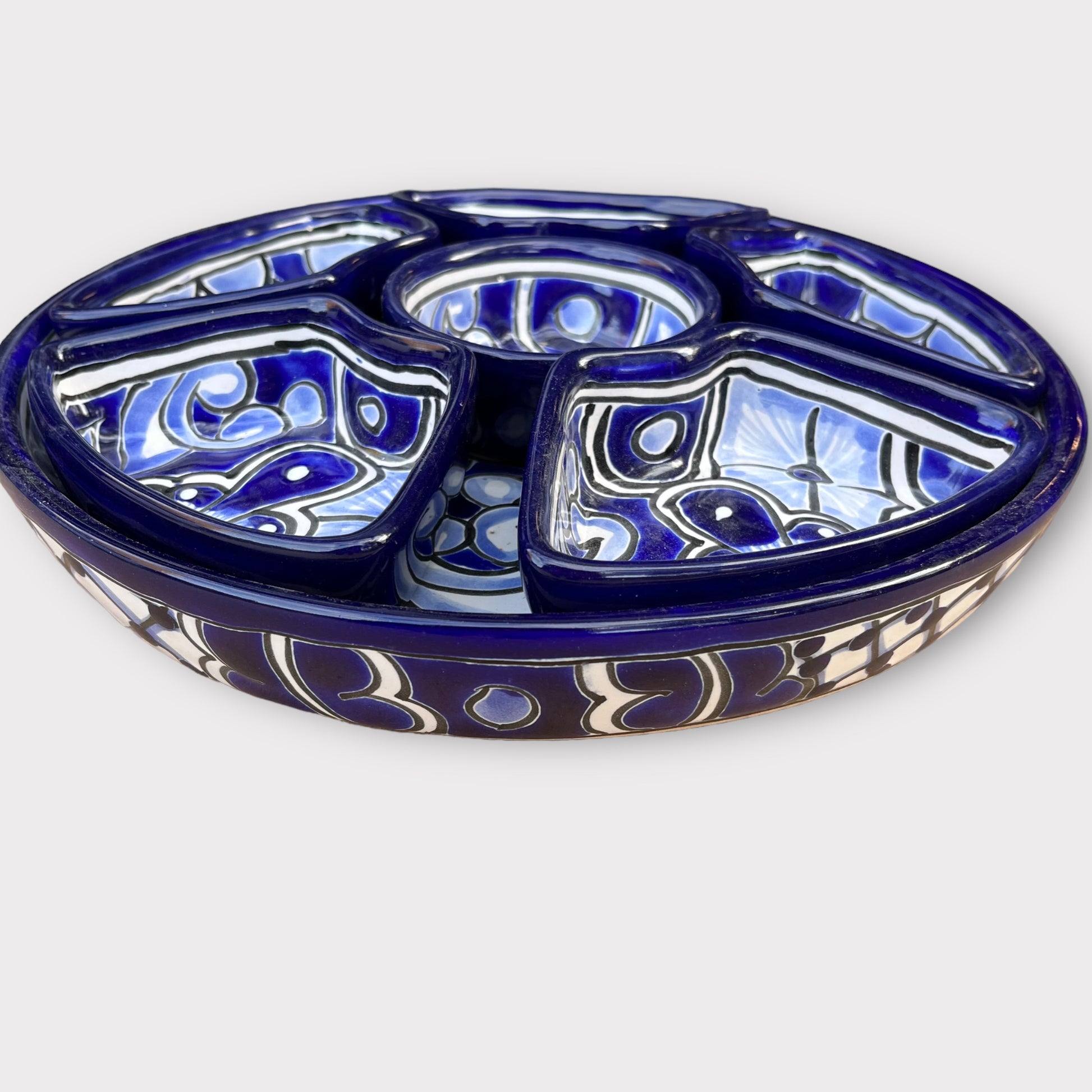 Mexican Talavera Sectional Taco Serving Dish side view