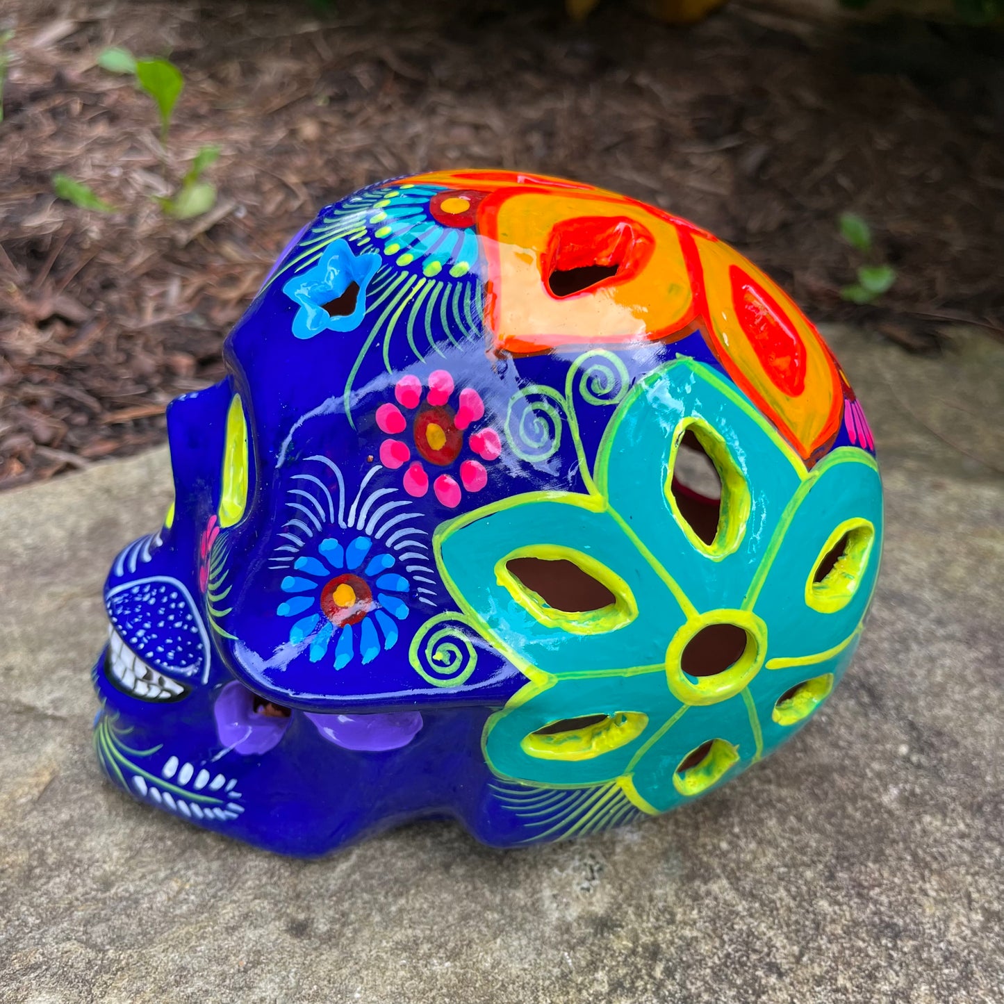 mexican sugar skull pottery side