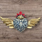 Milagros decorated sacred heart with wings front