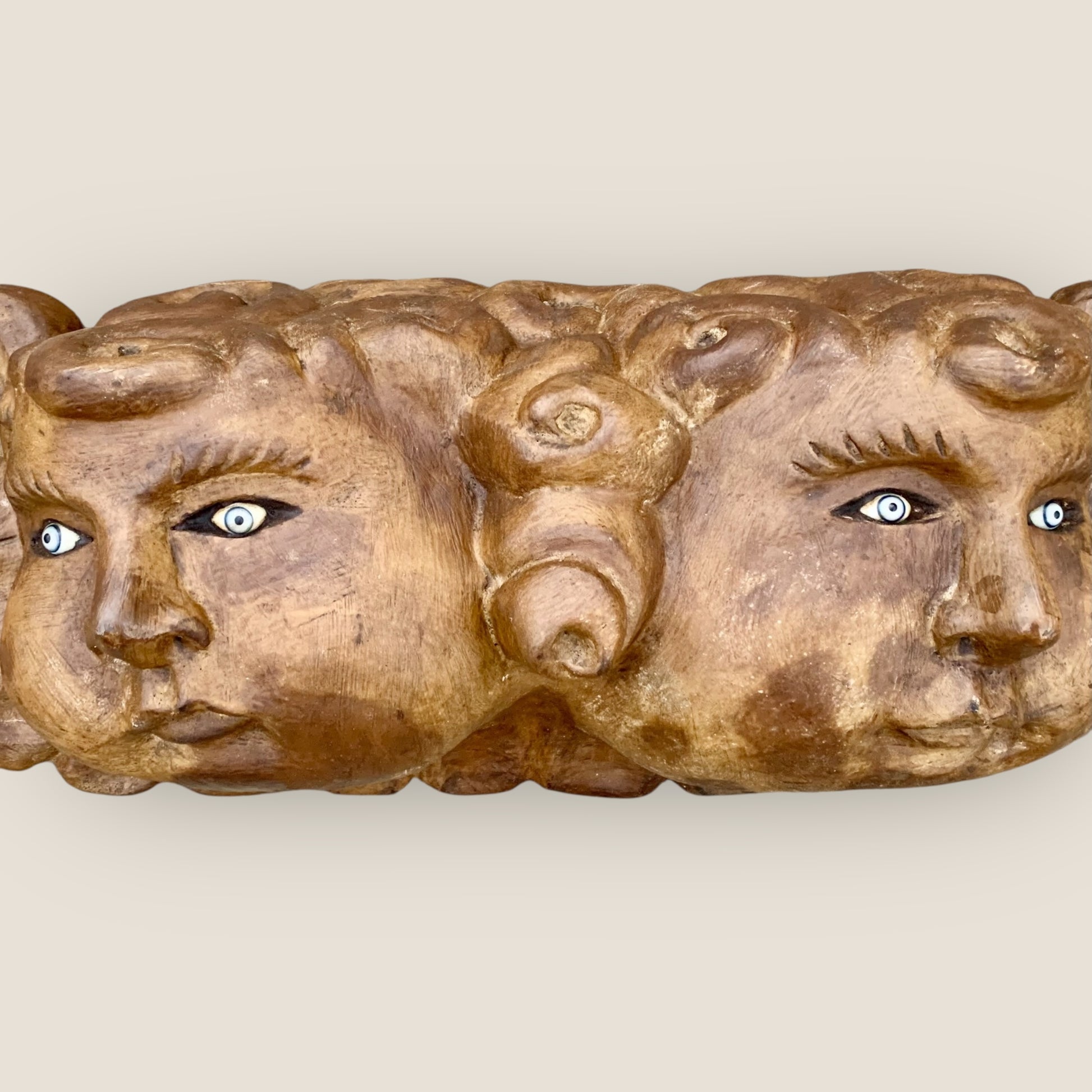 Wood Winged Cherub Rustic Grande two face view