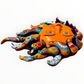 A colorful hand-painted Talavera ceramic sun wall sculpture with big wavy rays on a plain white background, view from the top.