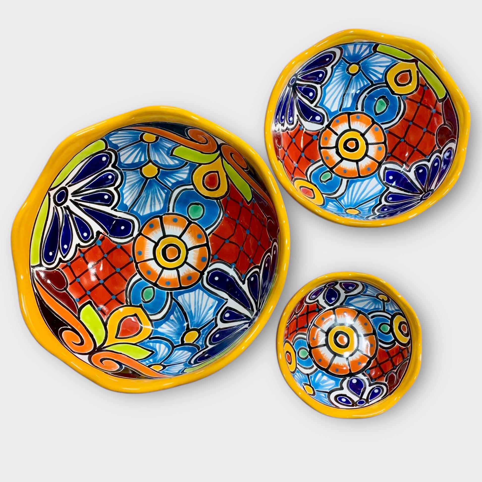 Mexican Talavera Nesting bowl set Amarillo set
