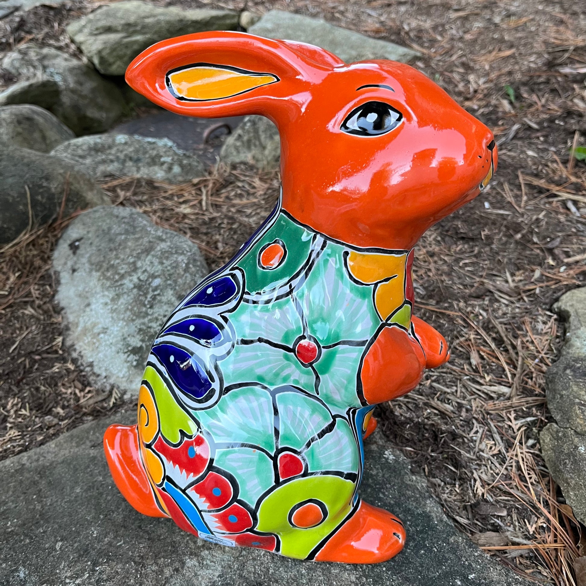 Talavera Rabbit Bunny Figurine - Handpainted Conejo Coneja | MexDecor