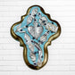 Wood Milagros folk art cross mini Light blue