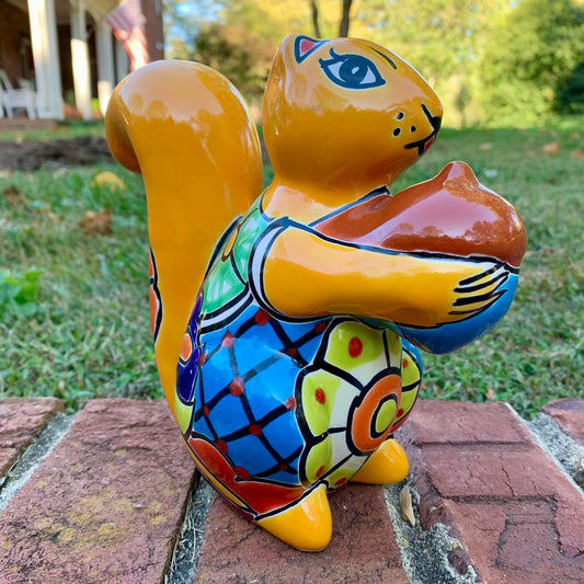 Aloe vera squirrel holding nut in Amarillo, yellow