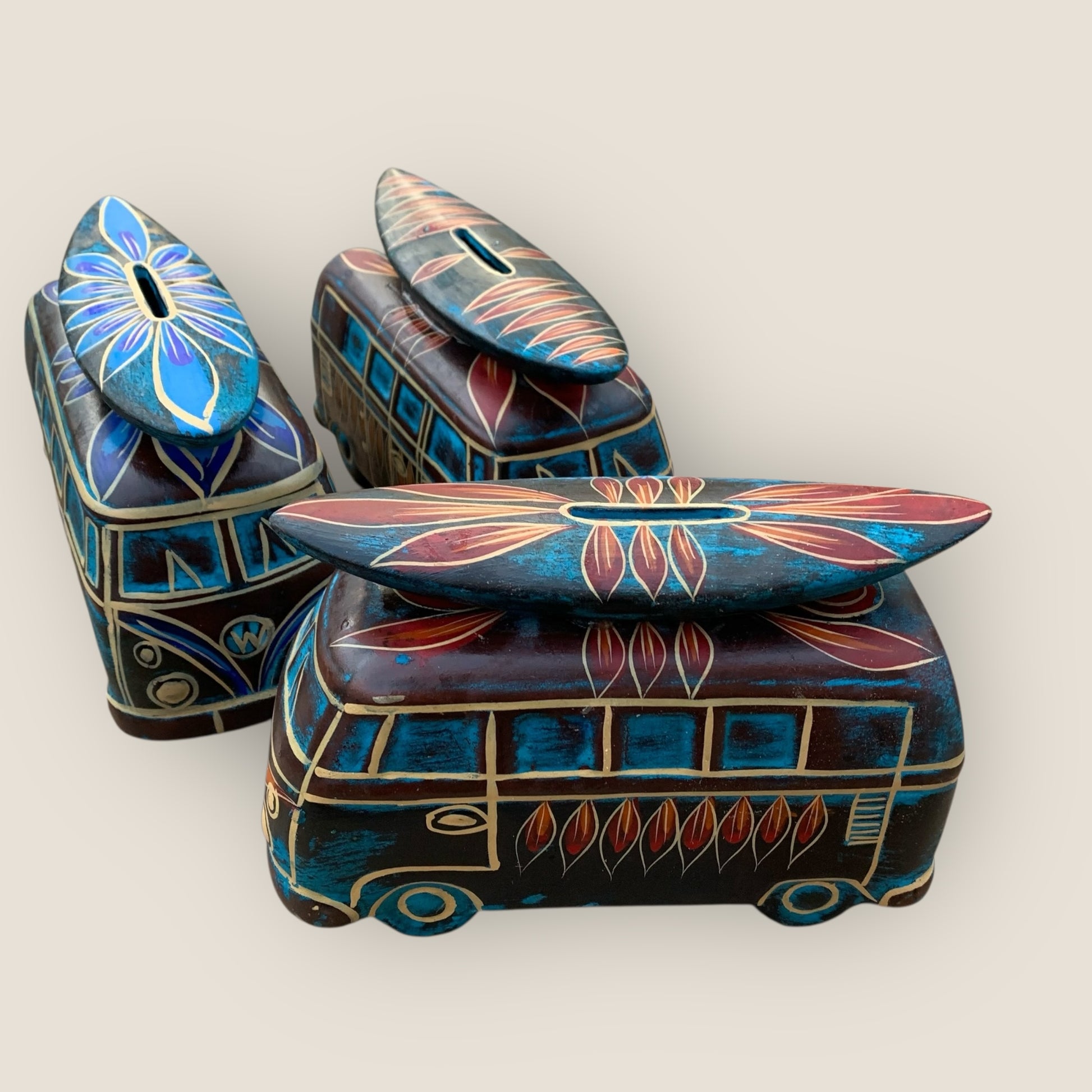 VW Surfer Bus Piggy Bank Red Design