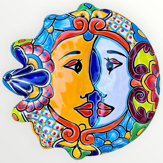 Mexica Talavera Sun and moon profile wall art Front #2