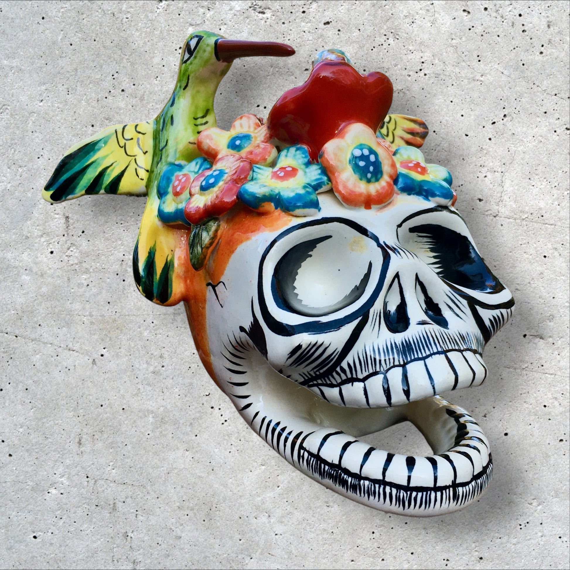 Floral hummingbird sugar skull