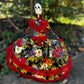 Big dress CATRINA skeleton doll paper Mâché red lace