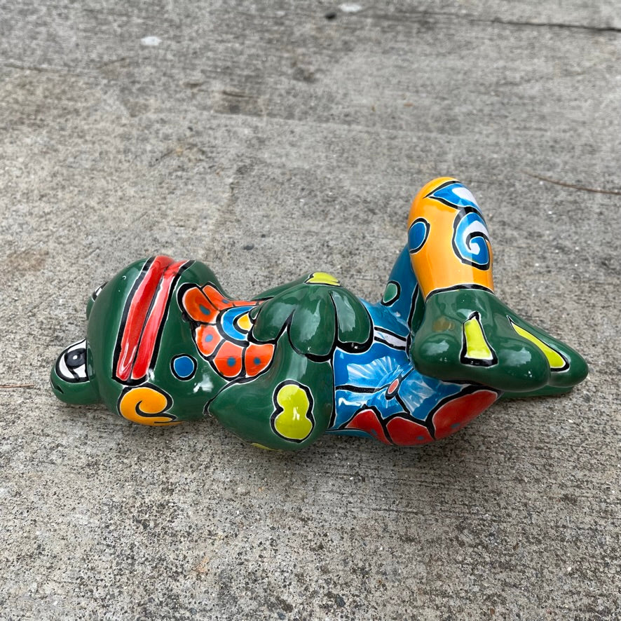 Mexican TAlavera Dancing Silly Frog  side