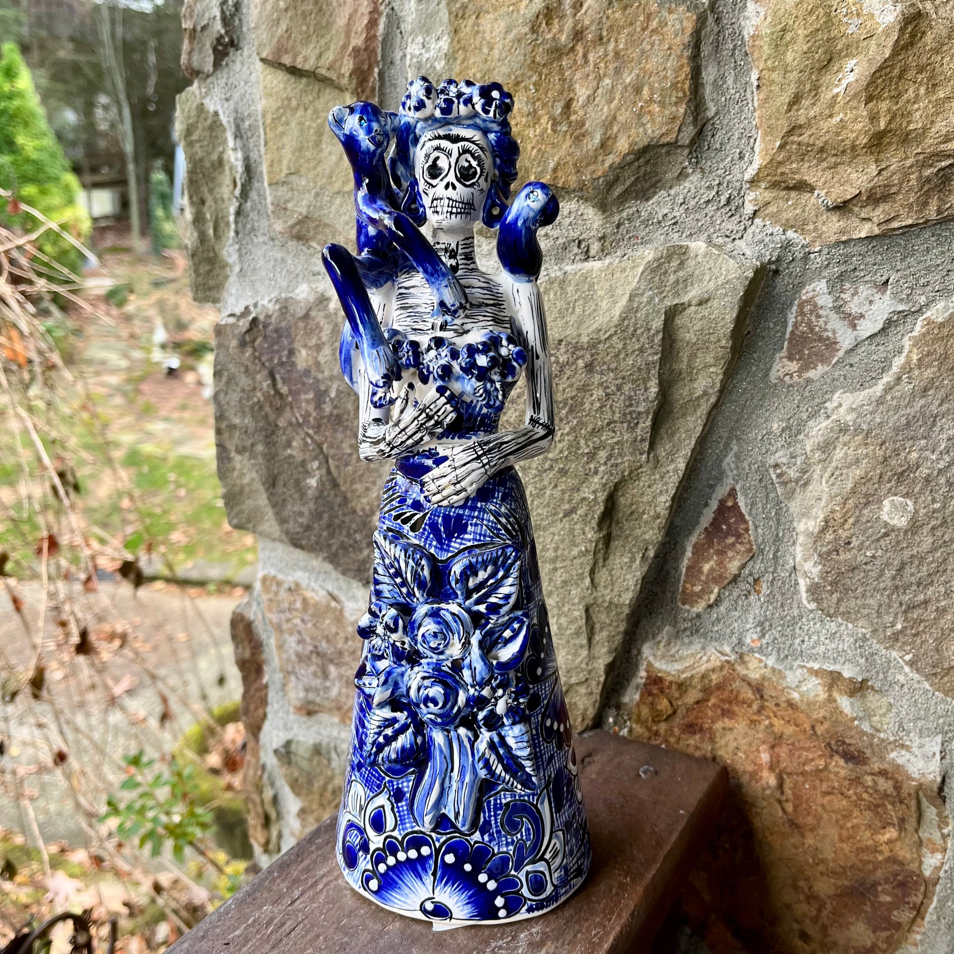 Talavera Catrina Skelton Doll Frida Kahlo and Monkey