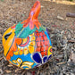 Mexican Talavera pottery pumpkin side