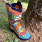 Terracotta color, cowboy boot multicolor designs