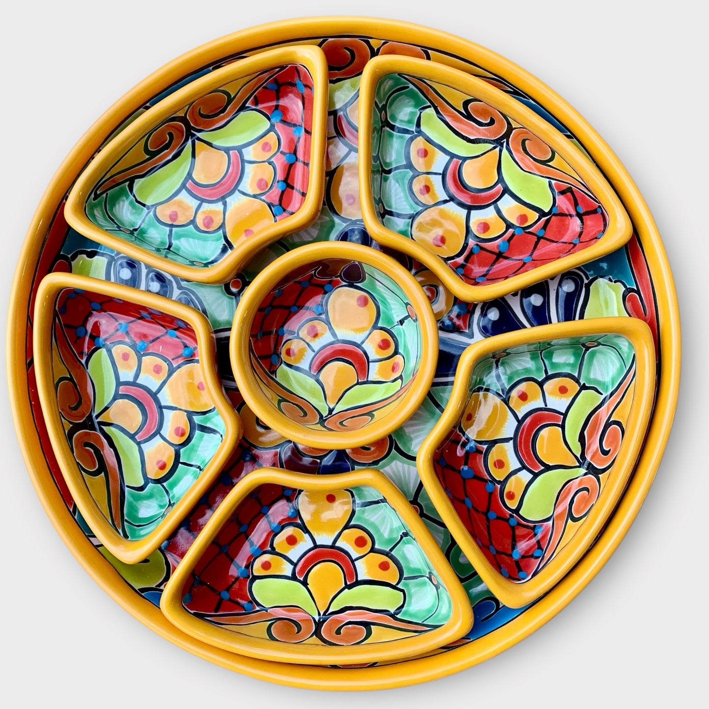 Mexican Talavera sectional serving dish Top