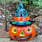 Talavera witchy pumpkin JOL wearing witch hat four