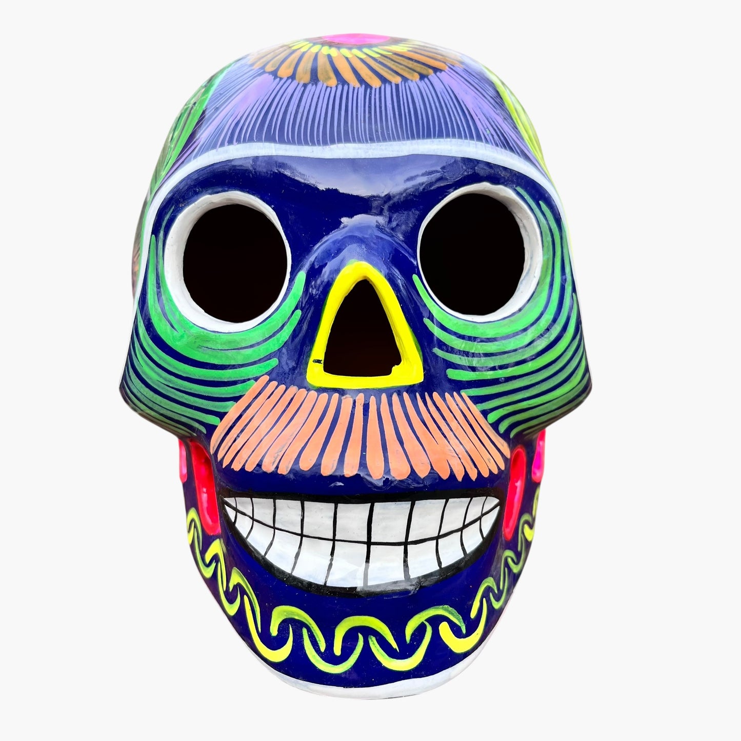 Colorful sugar skull with a white background front