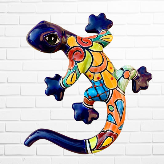 Talavera salamander lizard medium azul
