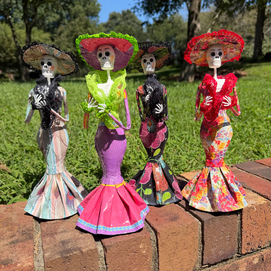 Floral Catrina Skeleton Doll 10.5”