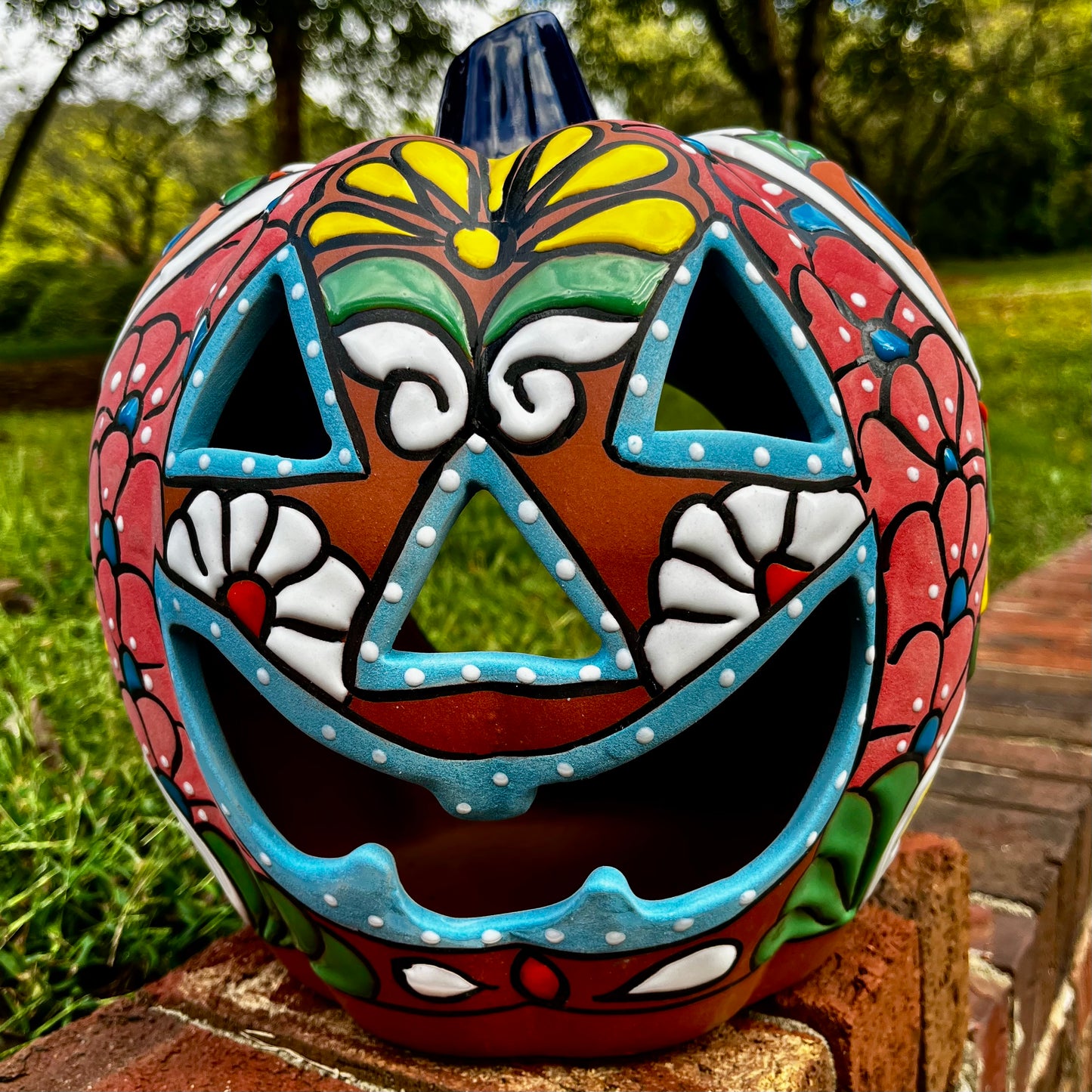 Painted Clay Art Pumpkin Calabaza