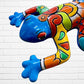 Talavera wall frog Gordo in face turquoise 