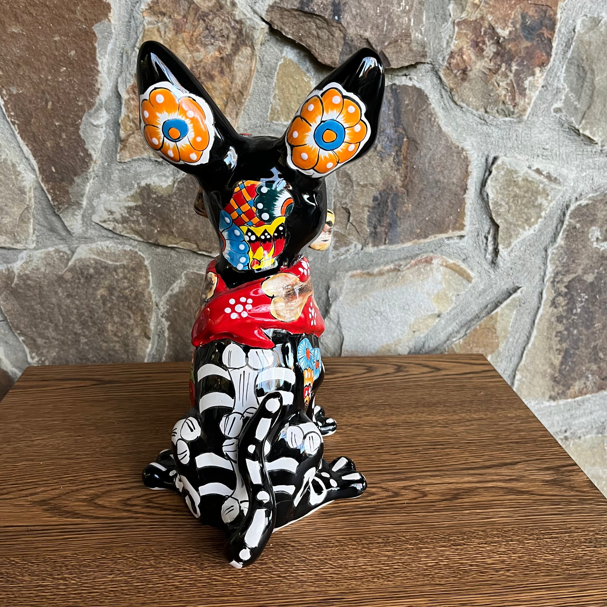 Mexican Talavera Chihuahua Catrina with Bone Back