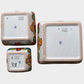 Three colorful talavera square nesting bowls with intricate patterns Bottom