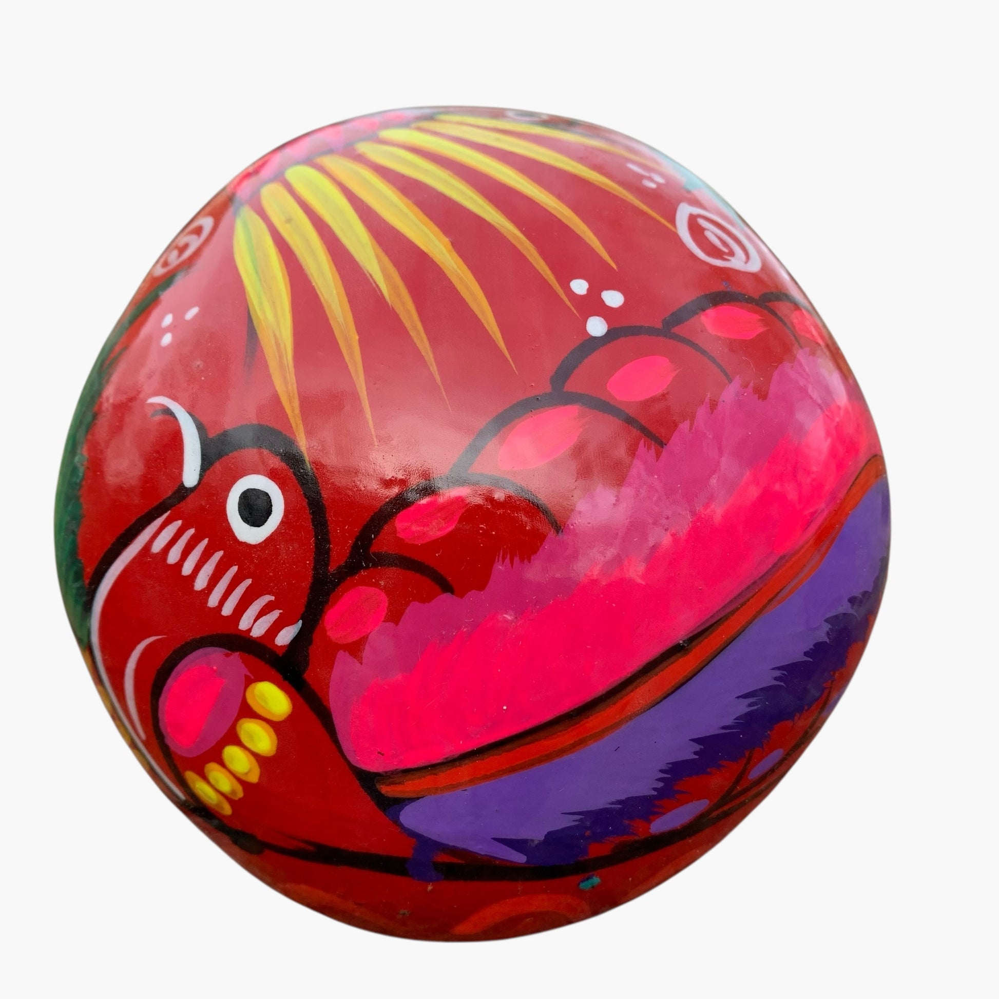 Colorful Mexican Sugar skull with vibrant designs on a white background Back