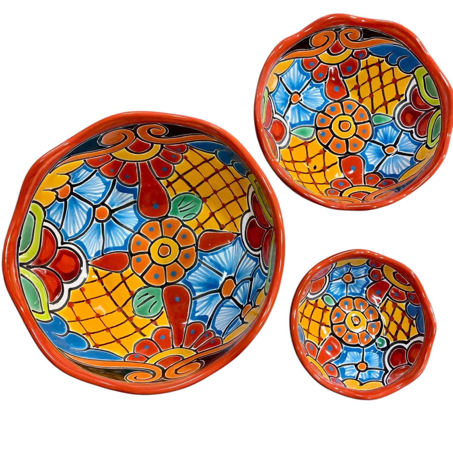Mexican Talavera Nesting bowl set Orange set