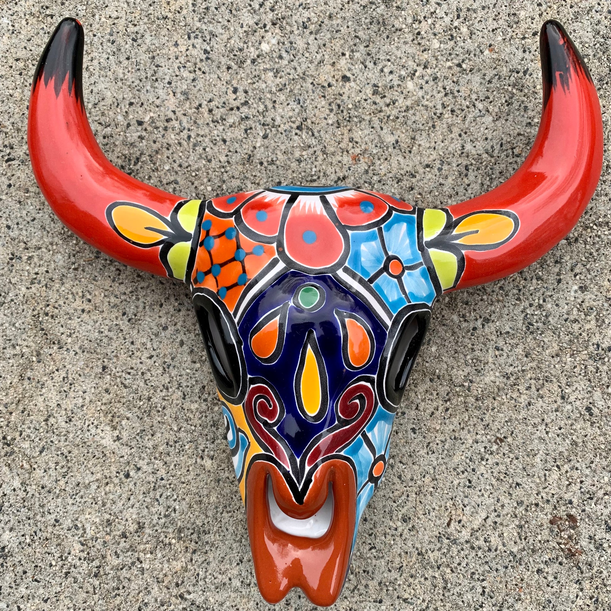 Longhorn cow skull Mexican Talavera B