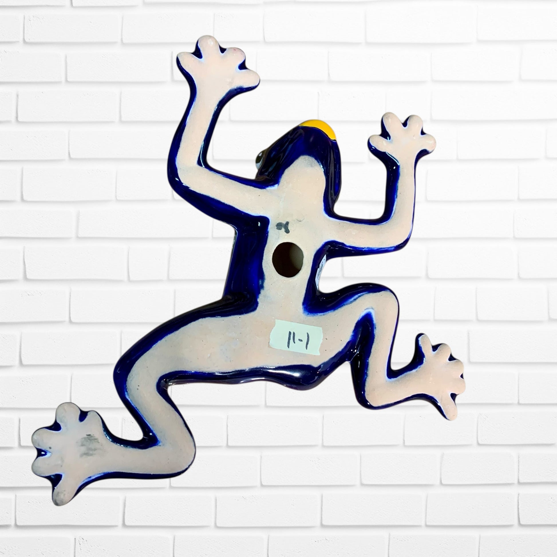 Talavera wall frog Gordo in azul cobalt Back