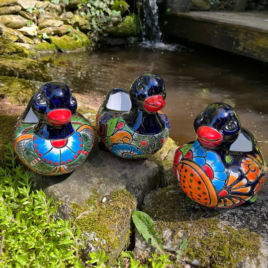 Three Talavera Duck Planting Pots 