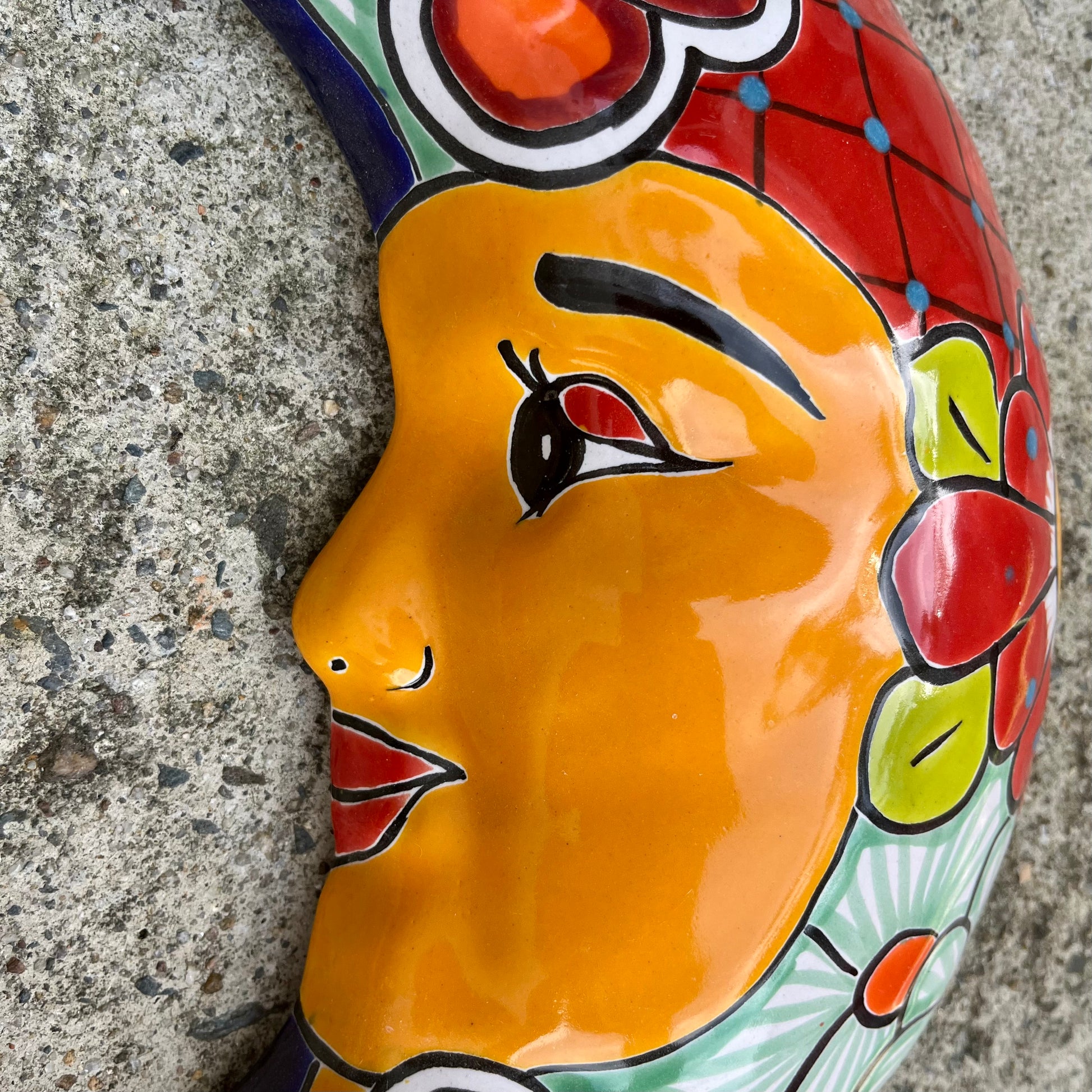 mexican talavera moon wall sculpture face