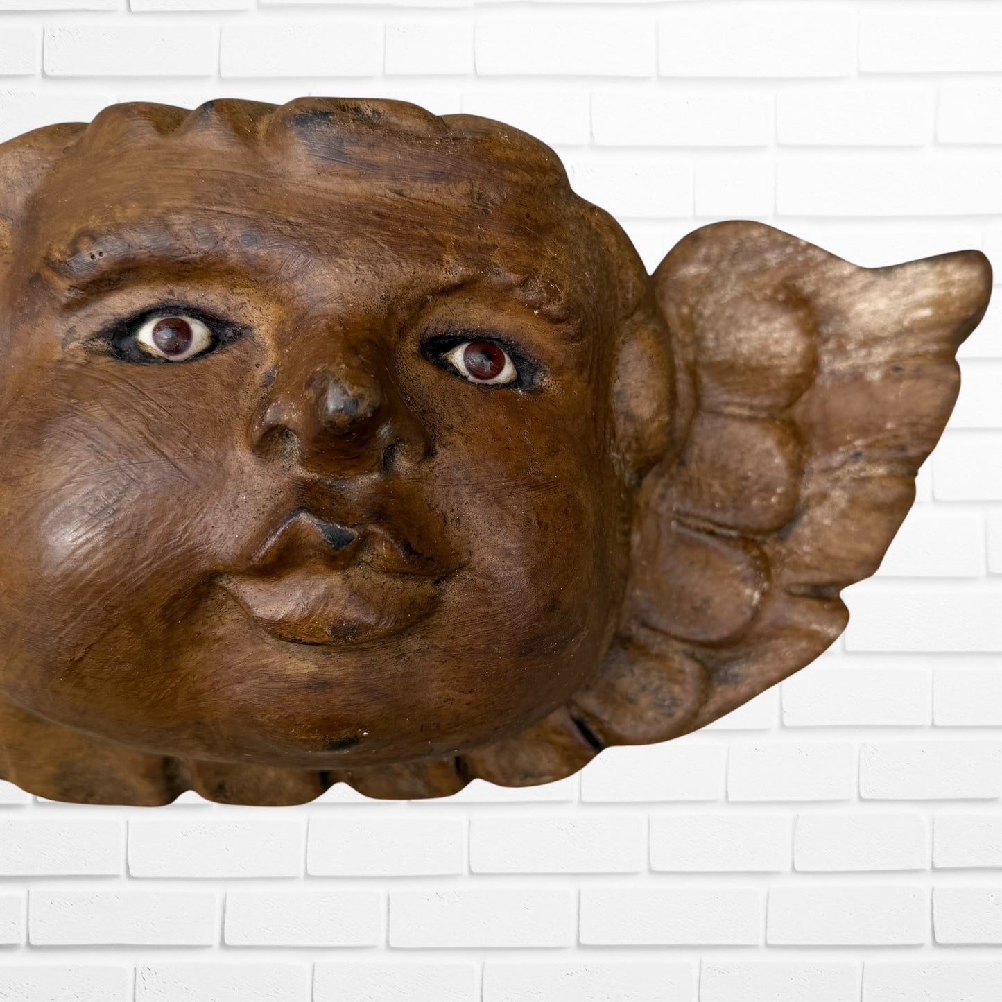 Wood Winged Rustic Cherub Faces