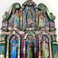 Mexican wood red table with Catholic Saints in Niches Top half