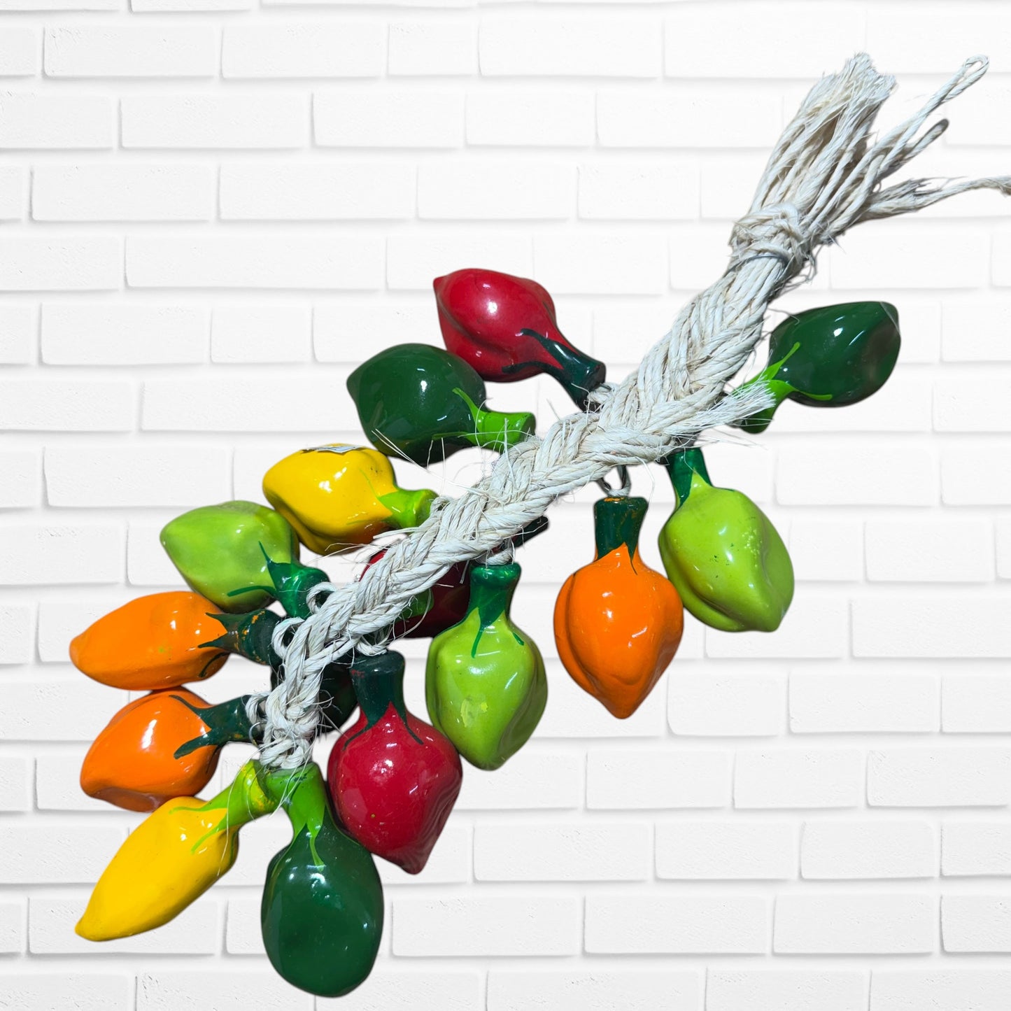 Habanero chili pepper ceramic string multi color Back rope view