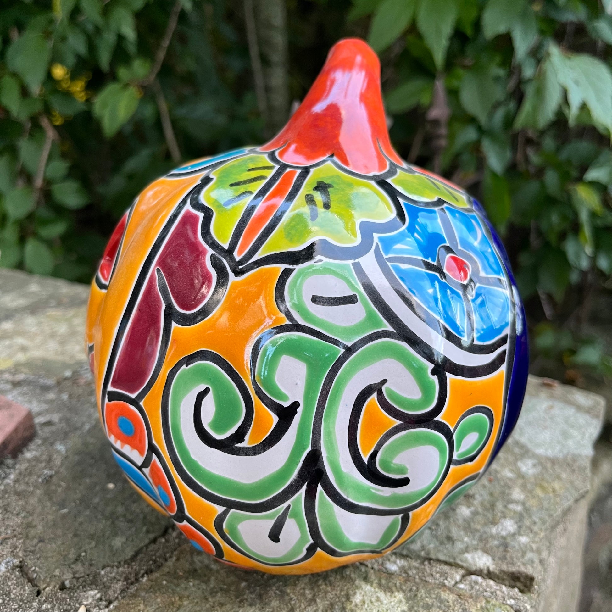 Mexican Talavera pumpkin JOL side