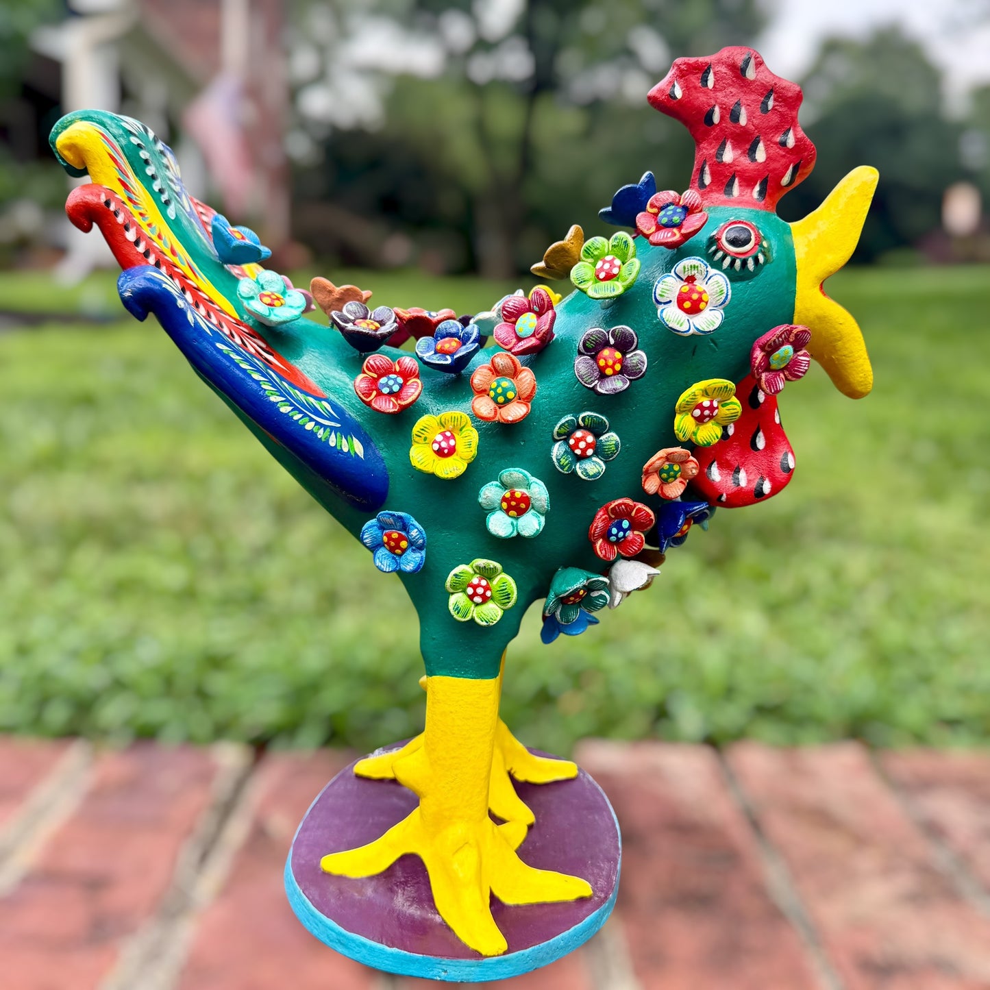 Ortega Floral Folk Art Rooster 13”