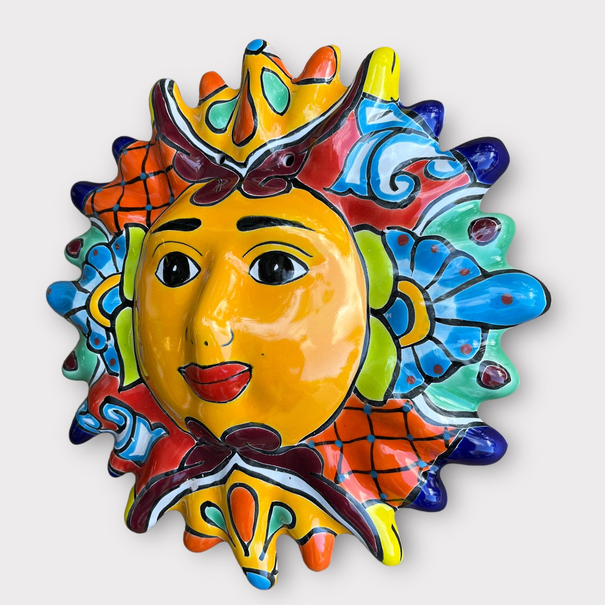 Mexican Talavera Sunface Wall Pottery side right
