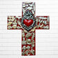 Milagros Flaming Heart Medallion Cross
