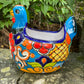 Mexican Talavera chicken planter pot side