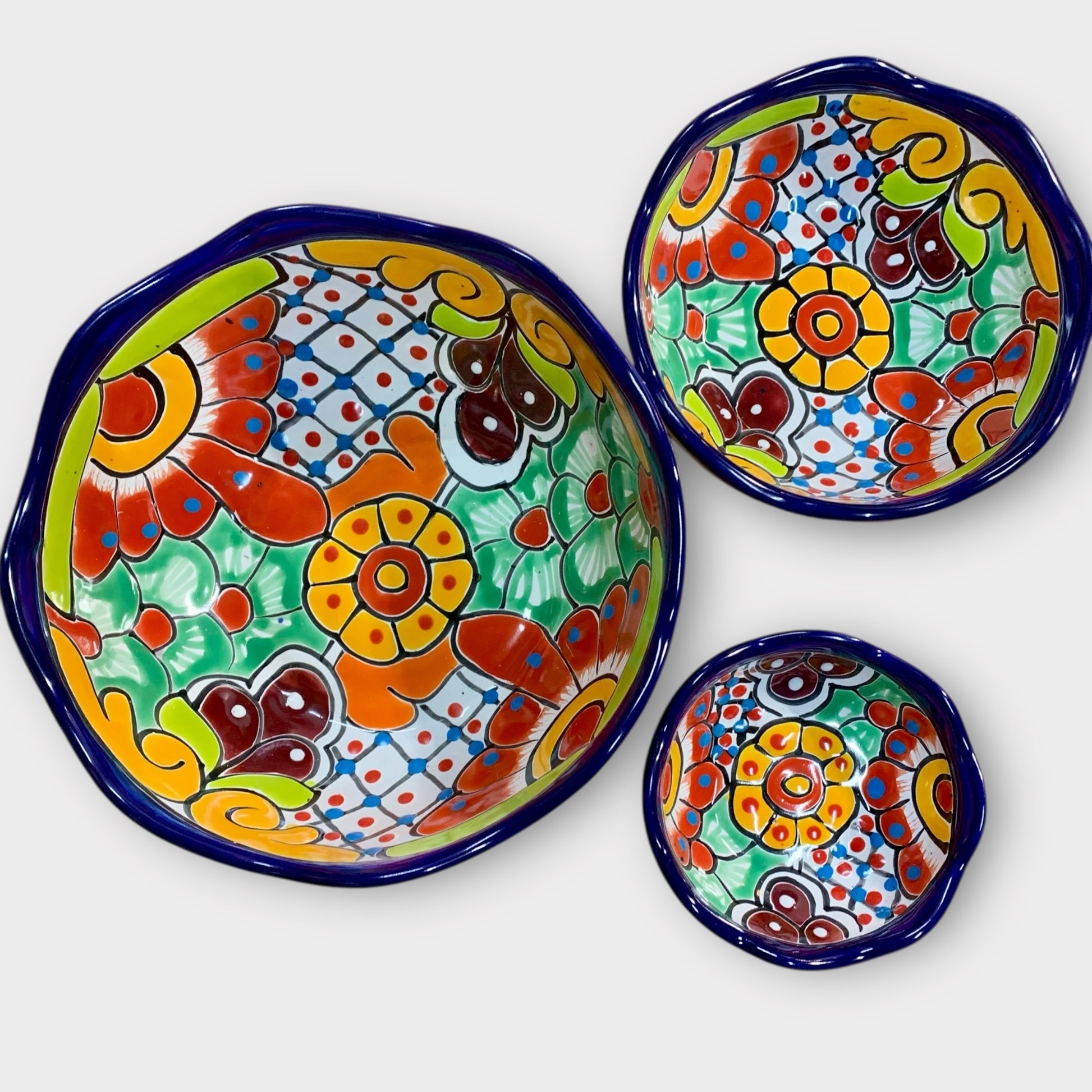 Mexican Talavera Nesting bowl set cobalt set