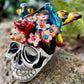 Talavera Floral Hummingbird Skull