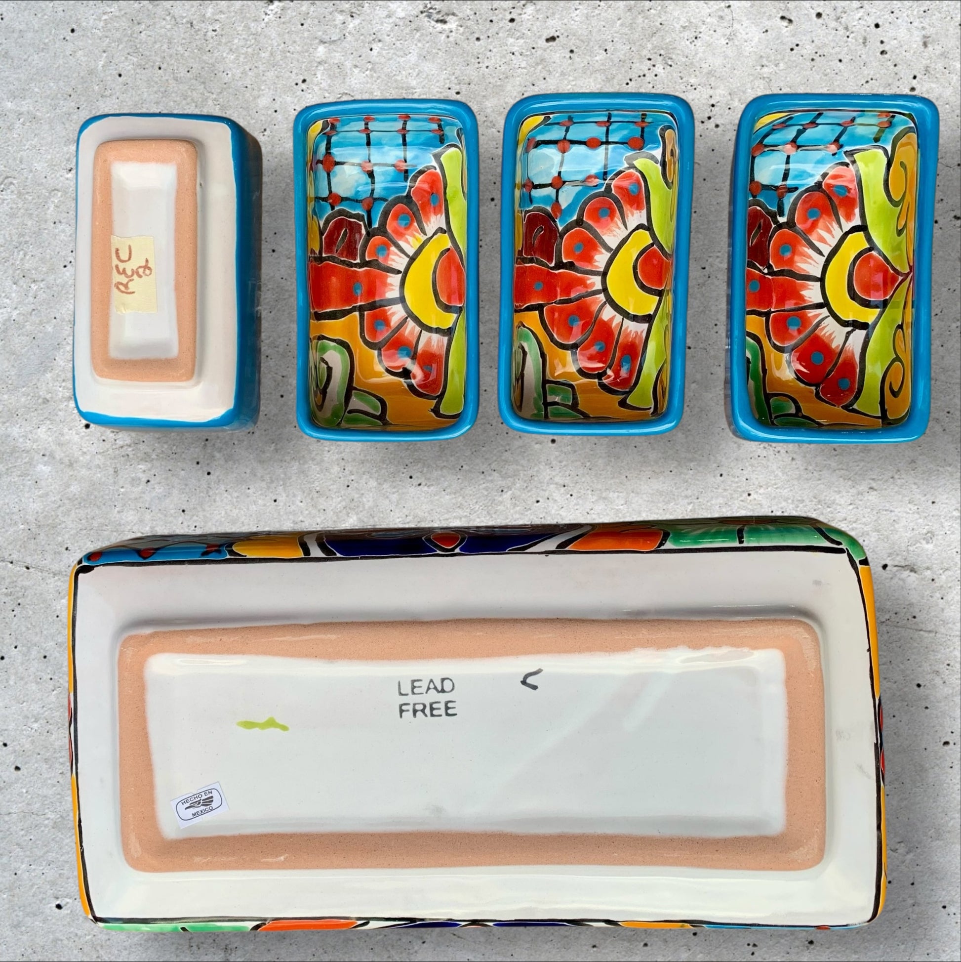 Talavera pottery sectional serving dish rectangle Bottom 